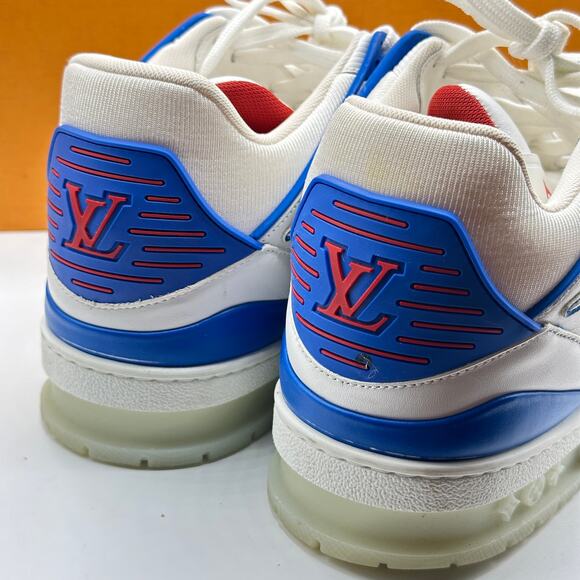 LOUIS VUITTON LV Trainer Sneaker Red White Blue 2020 Virgil Abloh Sz US 10.5 Men - Picture 6 of 10